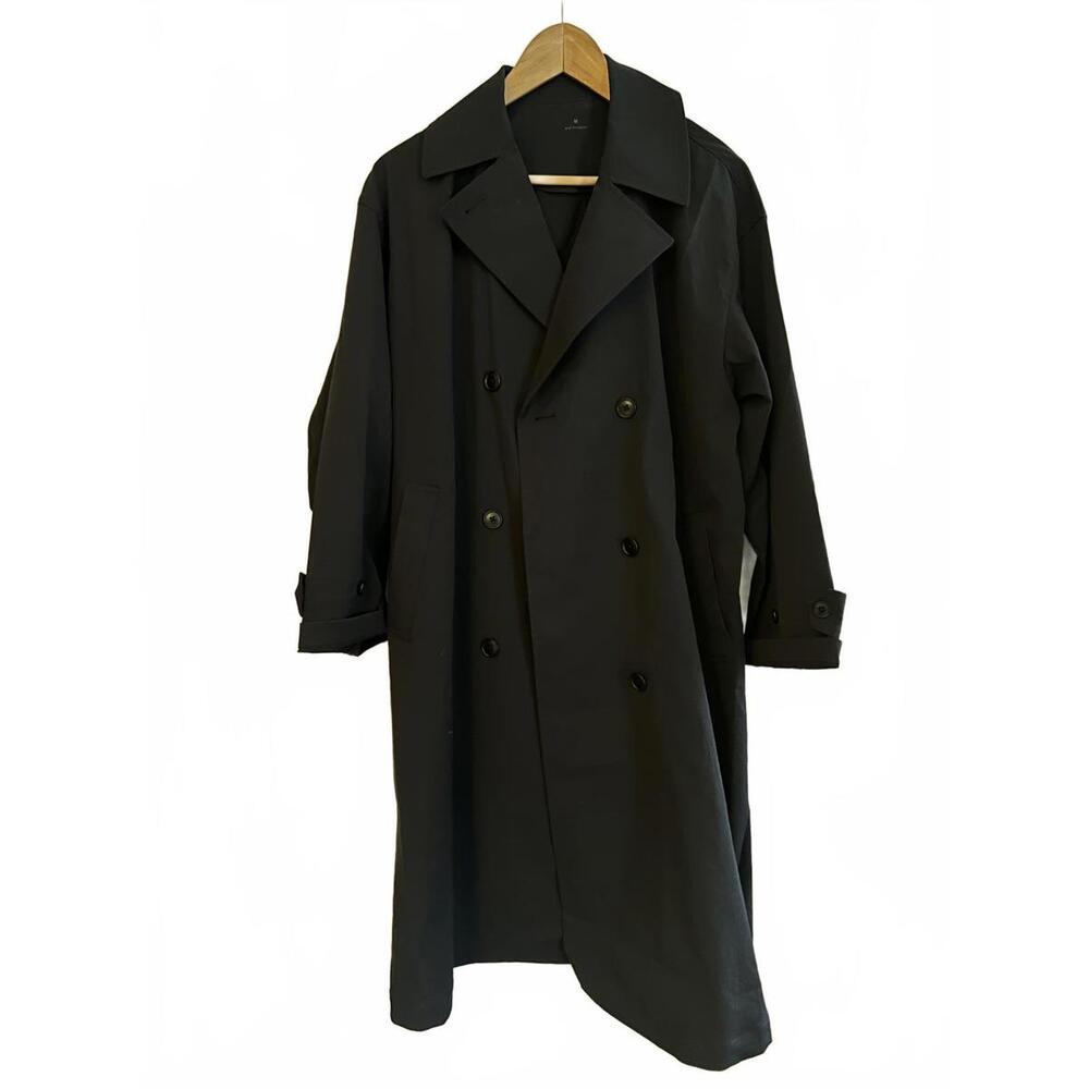 Uniqlo Double-Breasted Long Trench Coat – Navy – Size M